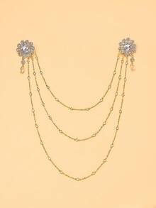 1pc Multi-Layer Pearl Shoulder Chain, Niche Luxury Elegant Bridal Wedding Fashion Evening Dress Versatile Accessory, Hot-Selling In Europe And America - Flowers - View 8
