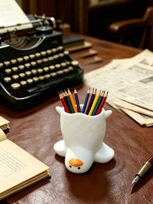 Cute Duck Shaped Pen Holder, Charming Creative Fun Desktop Accessory, Suitable For Storing Pens, Pencils Or Various Small Items,Back To School Season - One Size - View 6