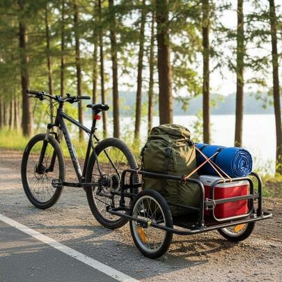 Bicycle Trailer, Cargo Trailer For Bicycles, 40 Kg Load Capacity, Transport Trailer, Handcart, Coupling, Steel, Black, 139 X 71.5 X 49 Cm-XY579269