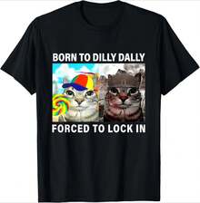 Cat Meme T-Shirt Humorous Abstract Design Women's Loose-Fit Crew Neck Short Sleeve Casual Everyday Basic T,Daily Outfit For Women,Perfect Gift For Her - Black 17 - View 1