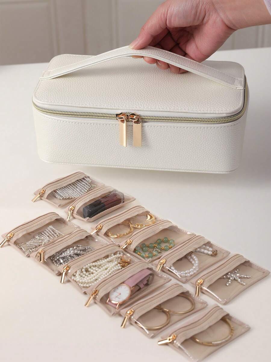 Jewelry Box With 12 Velvet Jewelry Pouch Jewelry Travel Organizer For Women Girl Jewelry Case Necklace Rings Earrings Bags || Best Gifts For Daughter, Girlfriend, Mom | Gifts For Her - Multicolor - View 1