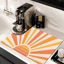 1pc 2D Flat Stove Protector Mat, Vintage Sun Pattern, Rubber Non-Slip Heat-Resistant Stove Cover Pad, Suitable For Induction Cooktop, Glass Stove, Multi-Functional Scratch-Resistant Mat, Best Choice For Oven, Washing Machine, Dryer, Kitchen Decor. - Multicolor - View 5