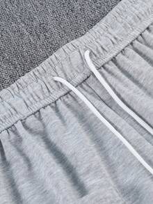 1pc Men's Korean Style Slouchy Deconstructed Line Design Wide Leg Sweatpants Casual Long Pants - Light Grey - View 4