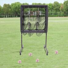 3-Height Adjustable Baseball Pitching Net, 9-Target Polyester Training Net With Lockable Swivel Casters For Backyard Softball Training - Black - View 9