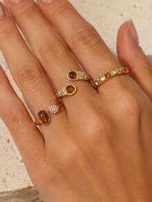 3pcs Vintage Stackable Ring Set, Fashionable Daily Jewelry, Elegant Anniversary Gift - Gold - View 5