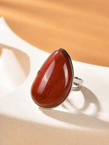 2pcs Fashion Natural Stone Natural Crystal Opal And Red Stone Open Rings, Mother's Day, Valentine's Day, Birthday Gift - Opal and Red - View 8