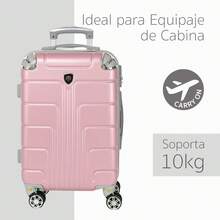 Maleta Rígida De Viaje 20 Pulgadas Resistente Al Agua, maleta de cabina ligera con ruedas 360°, cerradura antirrobo y esquinas reforzadas ideal para vuelos cortos y regreso escolar - Rosa - Ver 5