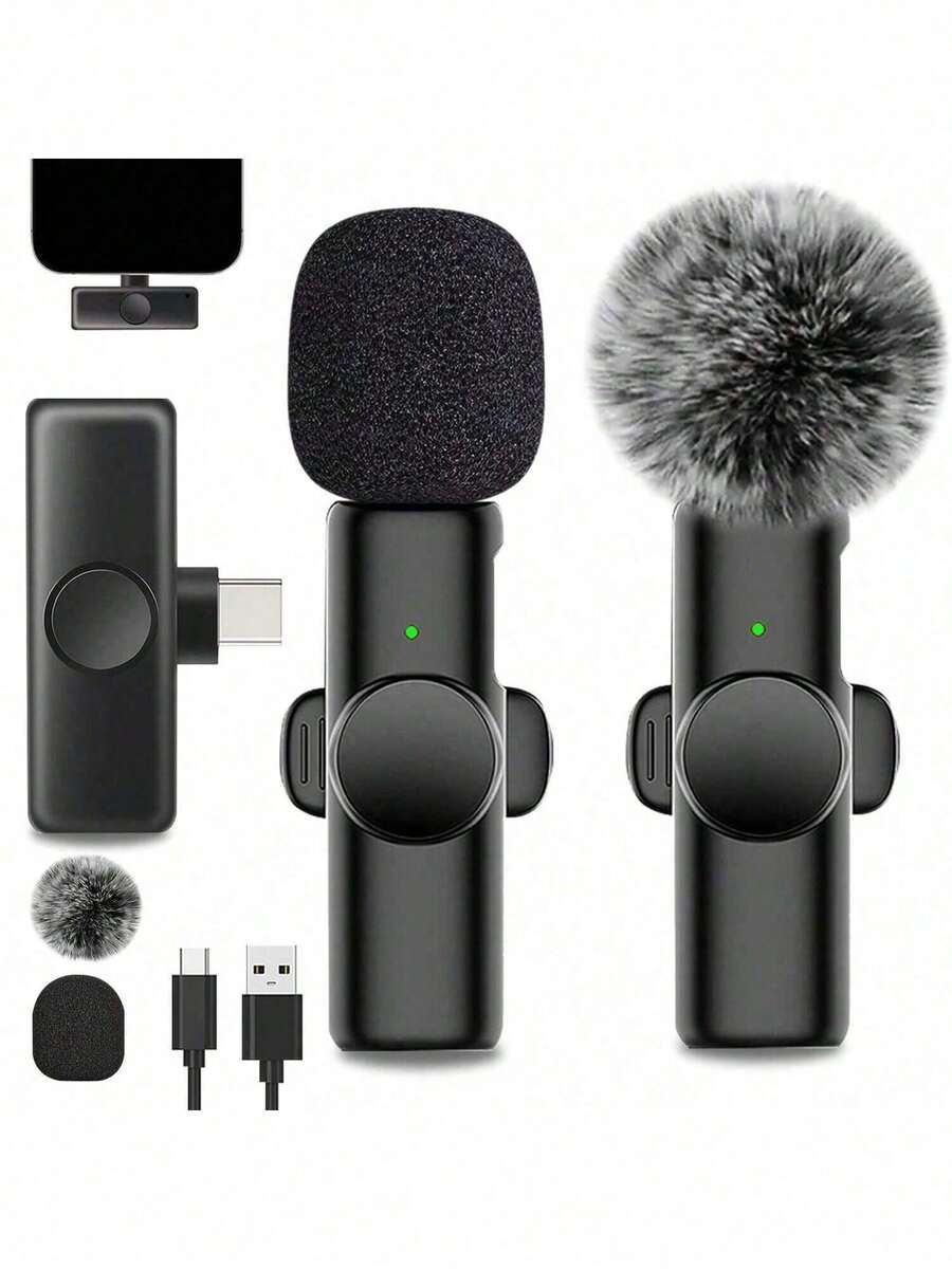 Wireless Lavalier Microphone For Smartphones, Type-C Interface, Plug And Play, 2.4G Ultra-Low Latency, Built-In Noise Reduction Chip, Suitable For Video Recording, Interviews, Podcasts, Vlogs, 50mAh Rechargeable Battery