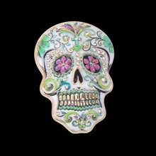 1/4 Vintage Oil-Drip Rhinestone Skull Brooch, Skull-Shaped Alloy Pin, Unique Niche Halloween Costume Accessory - Style - View 11