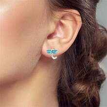 Vectoflux 1 Pair Gothic Natural Style S925 Sterling Silver Low-Allergenic Dragonfly Fire Dragon Shiny Tulip Iris Dangle Earrings Women's Wedding Party Birthday Jewelry Gift - Multicolor - View 10