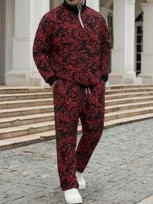 Men's Business All-Over Print Zip-Up Sweatshirt And Pants Set - Multicolor - View 1