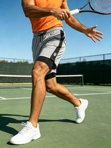 New Men's 2-In-1 Breathable Floral Quick-Dry Sports Shorts - Beige - View 1