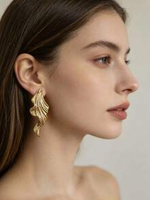 6-18PCS Gold Fashion Elegant Casual Women's Earrings Set, Includes Pearl Studs, Flower, Water Drop, Wave Geometric Design, Suitable For Daily Commute, Date, Vacation, Everyday Versatile, Unique Non-Clashing Style - Gold - View 7