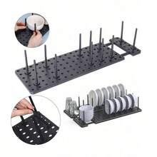 Kitchen Drawer Anti-Slip Divider Storage Rack, For Storing Bowls And Plates, Dish Drainer Rack, Multi-Functional Portable Slot-Style Organizer Storage Rack, Home Free-Combination Storage Shelf - Multicolor - View 6