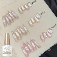 MIANEL GEL 10ml 2026 Autumn Winter White Nails New Fairy Tale Explosive Sparkle Glass Bead Cat Eye Gel Nail Polish Champagne Gold Glitter Ultra-Soft & Gentle, Super Shimmer Cat Eye Effect Professional Salon Use LED Lamp Curing - Multicolor - View 6