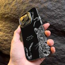 1pc Metal Transparent Minimalist Lens Protection Anti-Drop Lucky Leopard 777 Phone Case Personalized Compatible With IPhone 16 Pro Max 17/16 15/14 Plus/13/12/11 Air Protective Case - Multicolor - View 2