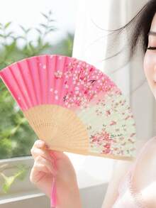 1pc Chinese Style Bamboo Bone Folding Fan, Portable Foldable Small Fan, Hanfu Dance Photo Prop/Summer Cooling Carry-On Small Fan/Home Decor Folding Fan/Travel Essential/Fan/Wedding Gift - Multicolor - View 6