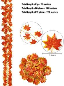 12/6/1pc-Autumn Maple Leaf Hanging Decor, Maple Leaf Decorative Pendant, Hanging Vine Decoration, Artificial Autumn Maple Leaf Decoration, Suitable For Home, Wedding, Fireplace, Party And Other Occasions Thanksgiving Decoration, Also Suitable For Halloween, Harvest Festival, Christmas Party Table Decoration, Home Decor, Yard Autumn Decoration, Etc. - Multicolor - View 11