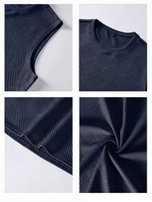Camvyn Men's Summer Classic Minimalist Sleeveless Crew Neck Tank Top, Suitable For Sports, Fitness And Daily Wear - Navy Blue - View 4