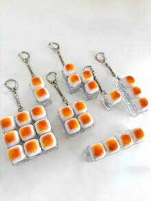 Soft Bread Keyboard Keychain Stress Relief Toy Caramel Bread Keyboard Stress Relief Toy - Crisp Sound, Click To Relieve Stress Toy Keychain - Multicolor - View 2