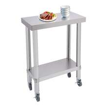 Robust, Mobile 2-Tier Stainless Steel Work Table 201 With Lockable Casters For The Catering Industry (Restaurant) - A - 查看 9