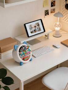 Cute Cat Ear Rotating Pen Holder, Multi-Compartment Desktop Stationery Storage Box, Round 360° Rotating Makeup Brush Organizer, Suitable For Office And School Desktop Supplies, Tape, Marker, Pencil Storage - Cartoon Desktop Storage Box - View 7