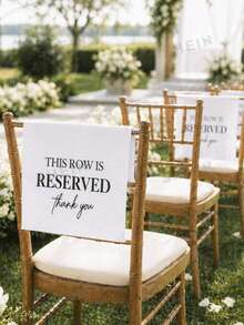4pcs White Reserved Seat Chair Banners, "This Row Is Reserved" Pattern Seat Signs, DIY Name Chair Signs For Your Important Friends And Family, Church Pews, Wedding Banquets, Birthday Parties, Restaurants, Business Hotels, Family Gatherings, Party Favors - A - View 4