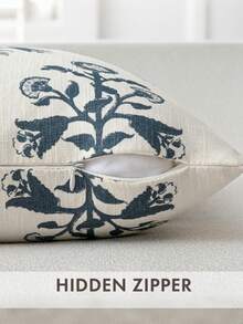 1 pieza Funda de almohada decorativa floral neutra vintage, estilo bohemio de granja con teñido en bloques, adecuada para decoración de hogar moderno de campo, sofá cama sala de estar, funda de almohada blanca y azul, decoración de dormitorio de residencia estudiantil - Azul y blanco - Ver 3