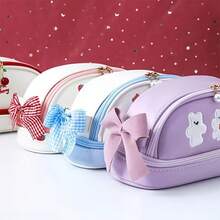 1pc Double Layer Strawberry Pencil Case, Cute Girl Heart Pencil Box, Minimalist Large Capacity Stationery Storage Bag For Middle School Students, Strawberry Shaped Sticker,Back To School Season - Double-layer Pencil Case - View 6