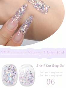 MISS SHAKA 10ml 5-In-1 One-Step Summer Nail Gel Polish, Powder Blue Gold Glitter Sequin, 2026 Super Shiny Galaxy White Fine Glitter, All-Season Popular Color Gel Nail Art Mini Set Series Nail Supplies - Multicolor - View 15