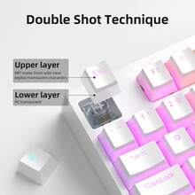 MageGee 130-Key Pudding Keycaps, Juego de Teclas PBT Personalizable, Altura OEM, Adecuado para Teclados 100%, 75%, 65%, 60%: Pudding Blanco - Blanco - Ver 3