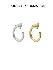 1pc S925 Sterling Silver Heart-Shaped Pierced Nose Stud, Suitable For Women, Ideal Gift For Mother, Girlfriend - Single Nose Stud - View 2