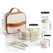 2pcs/Set Kotak Makan Siang Plastik Bertumpuk 730ML dengan Sekat, Kotak Bento Oval Portabel dengan Tali Kartun Lucu, Wadah Penyimpanan Makanan Salad Buah untuk Persiapan Makanan & Pengontrolan Porsi, Wadah Makan Siang Microwave, Untuk Penggunaan Pelajar dan Dewasa di Rumah, Sekolah, Kantor, Piknik - MultiWarna - View 19
