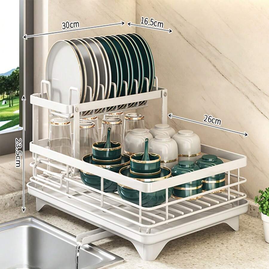 Kitchen Countertop Dish Drying Rack - Thickened Carbon Steel Construction With Drainage Pipe, Strong Load-Bearing, Moisture-Proof And Rust-Resistant, Large Capacity For Plates, Bowls, Cups And Cutting Boards, Keeps Kitchen Countertop Neat And Organized - Multicolor - View 1