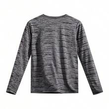 Men's Outdoor Long Sleeve Crew Neck Casual Sports T-Shirt - Light Grey - View 3