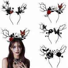 1pc/Set - Halloween Headband Costume Party Dark Style Exaggerated Hair Accessory Realistic Tree Branch Butterfly Headband Headpiece - Multicolor - View 1