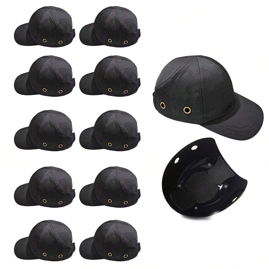 Bone com Capacete EPI Kit 10 Uni Obra Seguranca do Trabalho Casquete Reparo Conserto Servico Protecao - Preto - Visão 1