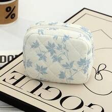 Cute Quilted Mini Storage Bag, Portable Comfortable Bow & Floral Print Makeup Bag, Suitable For Cosmetics, Sanitary Pads, Jewelry And Daily Essentials, Ideal For Daily Use, Work, School, Travel And Wallet Storage - Multicolor - View 11