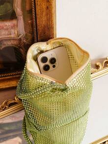 Evening Bag With Rhinestone Decor Asymmetrical Shape Mine Bag Handbag Party Bag Ball Bag Fashion Versatile Women's Bag - Mint Green - View 8