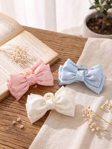 MH 3pcs Multicolor Women's Bow Knot Hair Claw Clips Large Size Elegant Back Of Head Hair Clips Suitable For Daily Use - Multicolor - View 1