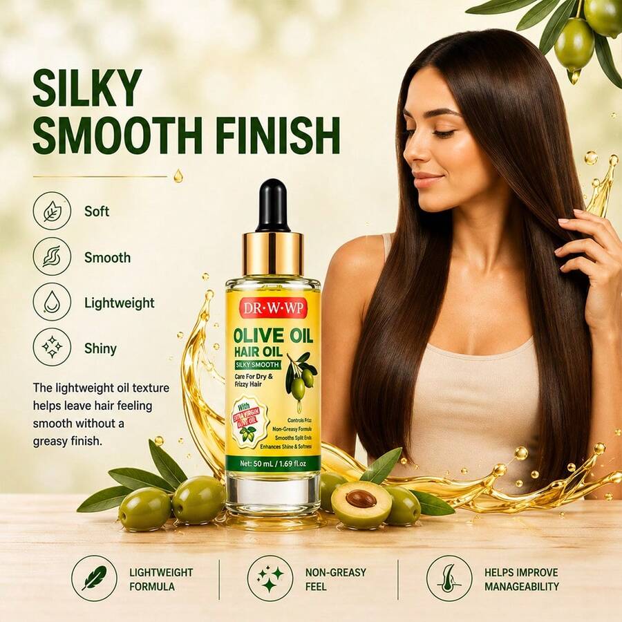 WWP Óleo de Cabelo de Azeite de Oliva 50ml Essência de Óleo para Cuidado de Cabelo Anti-Frizz Brilhante e Suave Adequado para Cabelos Secos, Crespos e Danificados - óleo de cabelo - Visão 1