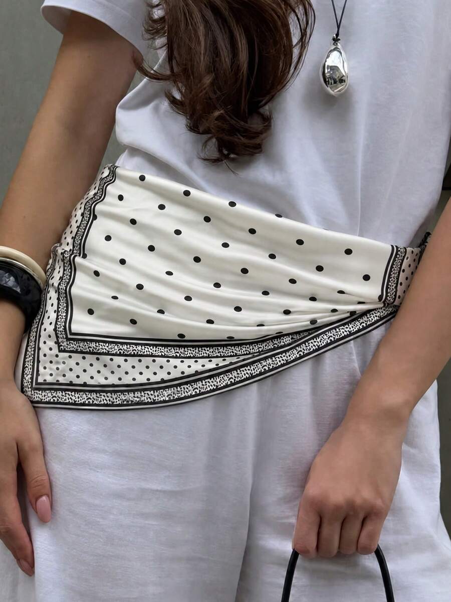 1PC 2026 Minimalist Polka Dot Printed Spring Headscarf, Women's Multifunctional Belt Accessory, Fashionable Scarf For Headbands And Headwear