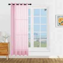 1pc And 2pcs Transparent Curtains/Minimalist Solid Color Transparent Curtains/Top Lock Ring Design/Plain Color Light Filtering Curtains/Light Balance Filtering Sunlight/Living Room Transparent Curtains/Living Room Transparent Curtains/Study Room Transparent Curtains/Cabinet Cover Curtains/Pink Curtains - Baby Pink - View 24