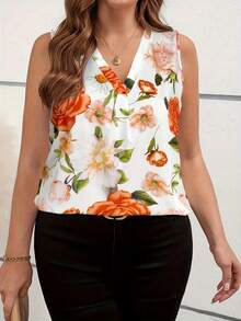 [Free Shipping]Women's  Casual Floral Print Sleeveless Shirt, Suitable For Summer - Mixed - View 4