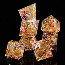 7-Piece Full Set Multi-Sided Dice, High-Transparency Crystal Resin With Embedded Laser Holographic Glitter And Blue Dragon Pattern, Paired With Silver Numbers, Owl Details Come Alive With Dynamic Presence Under Light, Creating A Magical Atmosphere. Suitable For D&D Tabletop Games, Smooth And Transparent Hand Feel, A Personalized Collection For RPG Players And Dragon Theme Enthusiasts. - Multicolor - View 3