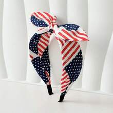 1pc American Flag Bow Headband, Suitable For Women And Girls, Red, White, Blue Tricolor, Patriotic American Flag Design Headband, Perfect For Independence Day (July 4th), Veterans Day Party And Other Events, Holidays, Birthdays. - Multicolor - View 13