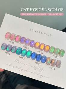 XEIJAYI 10ml 8pcs/Set Cat Eye Nail Polish, Holographic Cat Eye Nail Art Design, Reflective Cat Eye Magnetic Soak Off UV LED Nail Salon Tools For Women - Multicolor - View 3