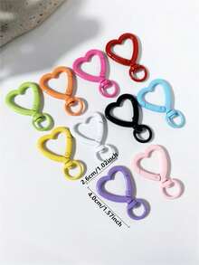 5/10/30/60pcs Colorful Rotating Heart-Shaped Lobster Clasp Key Rings Spring Connectors, Suitable For Bags, Dog Leashes, DIY Jewelry Making Accessories - Heart Keychain - View 5