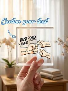 Plakat Akrilik "Fist Bump Dad" dengan 2-7 Nama yang Dapat Disesuaikan, Hiasan Meja "Ayah Terbaik Sepanjang Masa" yang Dipersonalisasi, Hadiah Hari Ayah, Ulang Tahun, Kakek, dan Papa, Dekorasi Meja Rumah - MultiWarna - View 2