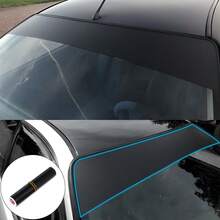 Matte Black 150cm Matte Black Car Front Windshield Sunshade Sticker Racing Style Anti-UV Sun-Blocking Strip Self-Adhesive Windshield Window Sunshade Film Modification Decorative Car Sticker - Solid Black - View 4